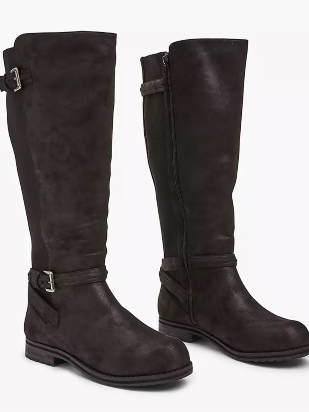 Lane Bryant Women’s Dream Cloud Faux-Leather Casual Riding Boot- Black Size 10EW